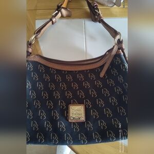 Dooney & Bourke Black and Brown Monogram Shoulder Bag
